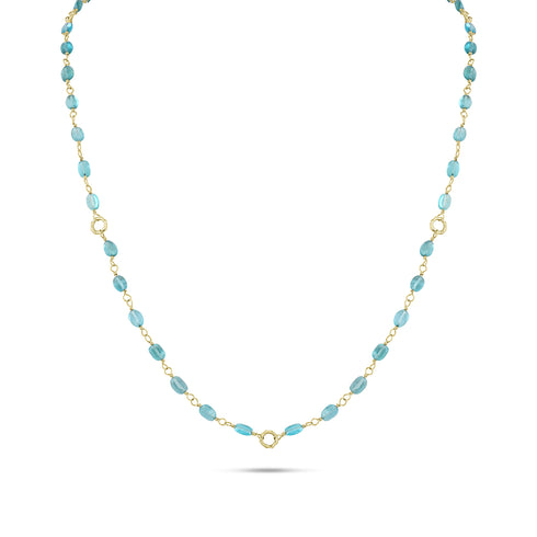 Dominique Cohen oval gemstone beads delicate chain necklace, in apatite and 18k yellow gold <span class='visuallyhidden'>Call, text 323-404-2959 for shopping help.</span>